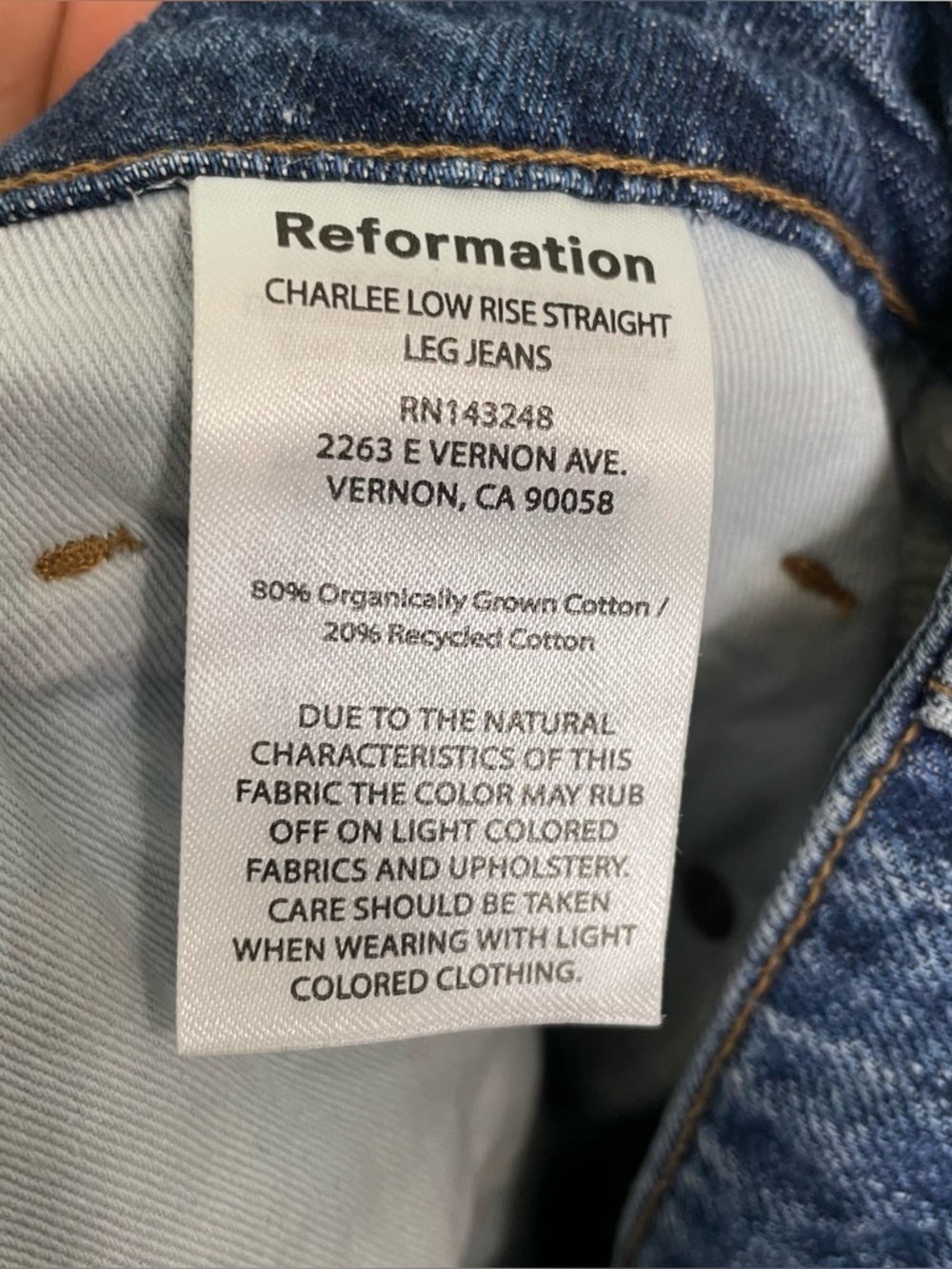 Reformation Charlee Low Rise Straight Leg Jeans Maggiore Blue Women Size 29 - Picture 12 of 12